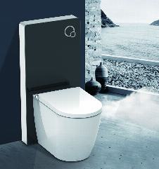 Schwarzglas Sanitärmodul für Stand-WC inkl. Betätigungsplatte