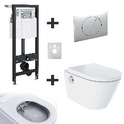 Spülrandloses Dusch-WC STATION-ECO inkl. Spülkasten und Betätigungsplatte