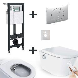 Spülrandloses Dusch-WC STATION-LUXO inkl. Spülkasten und Betätigungsplatte